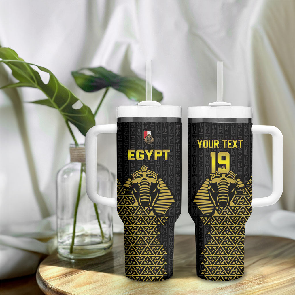 Custom World Football 2026 Egypt Tumbler With Handle Pharaohs Hieroglyphs Pride Black Version