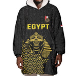 Custom World Football 2026 Egypt Wearable Blanket Hoodie Pharaohs Hieroglyphs Pride Black Version