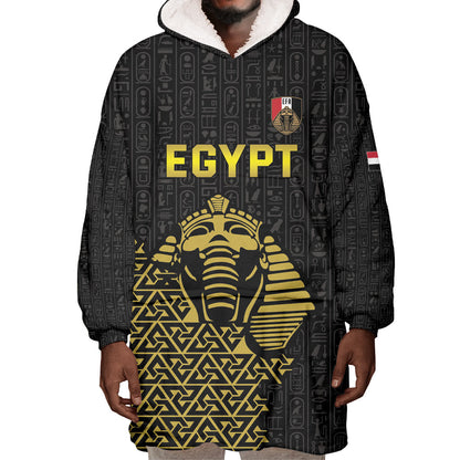 Custom World Football 2026 Egypt Wearable Blanket Hoodie Pharaohs Hieroglyphs Pride Black Version