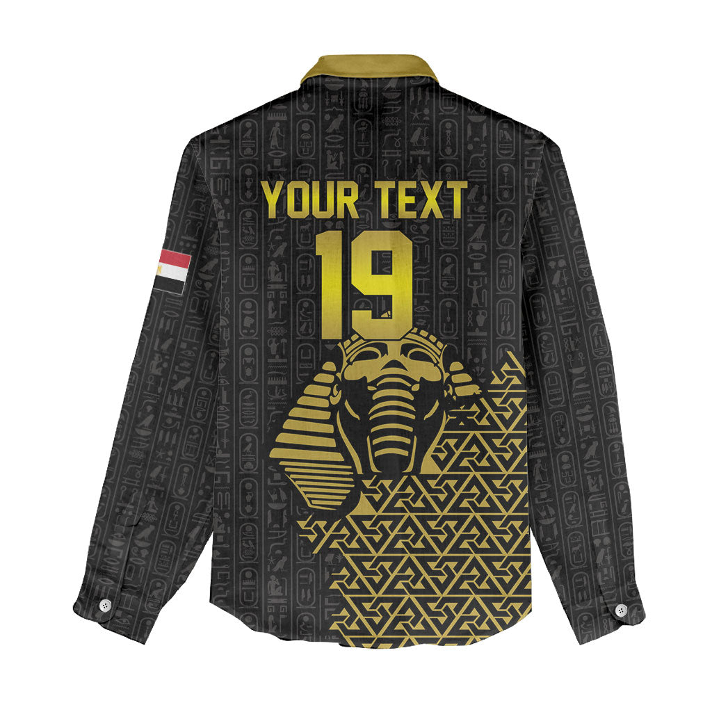 Custom World Football 2026 Egypt Women Casual Shirt Pharaohs Hieroglyphs Pride Black Version