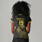 Custom World Football 2026 Egypt Women V-Neck T-Shirt Pharaohs Hieroglyphs Pride Black Version