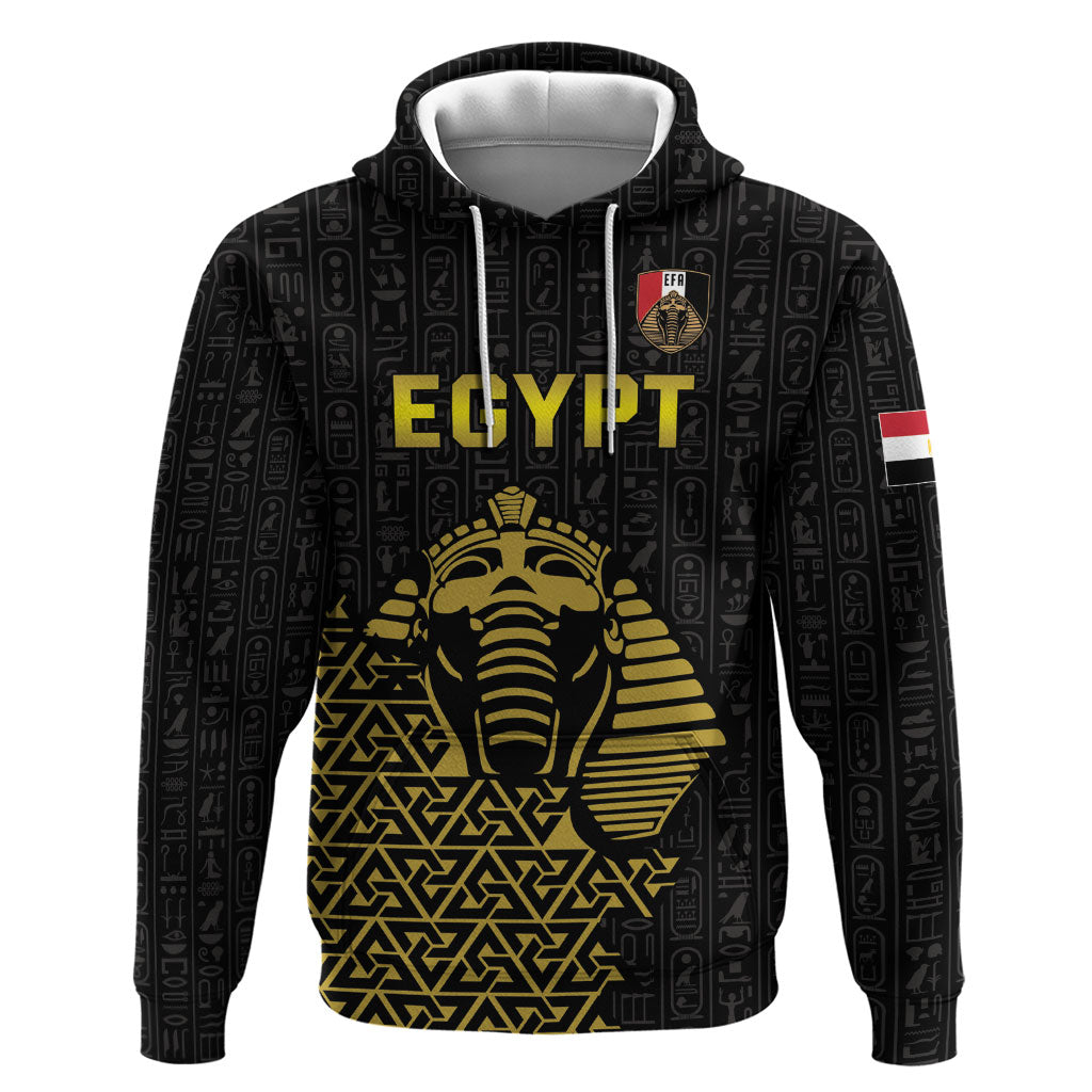 Custom World Football 2026 Egypt Zip Hoodie Pharaohs Hieroglyphs Pride Black Version