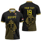 Custom World Football 2026 Egypt Zipper Polo Shirt Pharaohs Hieroglyphs Pride Black Version
