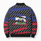 Black Haitians Beast Bomber Puffer Jacket Ripped Flag Graphic