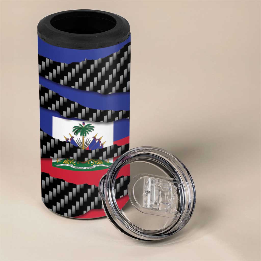 Black Haitians Beast 4 in 1 Can Cooler Tumbler Ripped Flag Graphic - African Pride