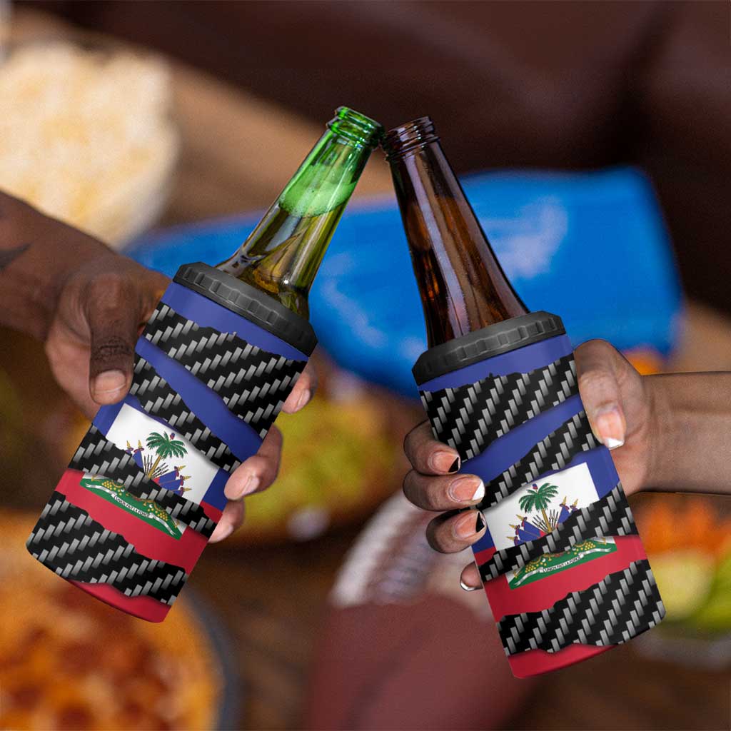 Black Haitians Beast 4 in 1 Can Cooler Tumbler Ripped Flag Graphic - African Pride