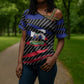 Black Haitians Beast Cross Shoulder Shirt Ripped Flag Graphic