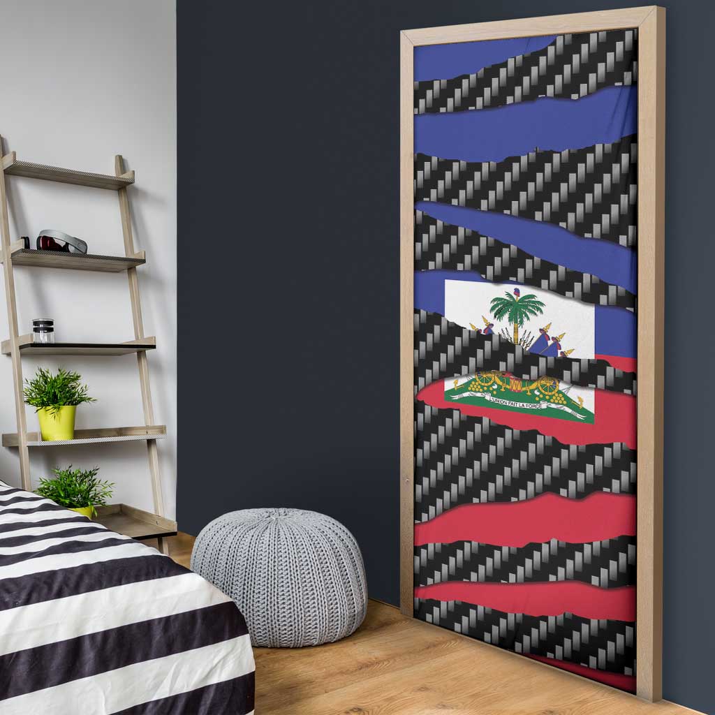 Black Haitians Beast Door Cover Ripped Flag Graphic