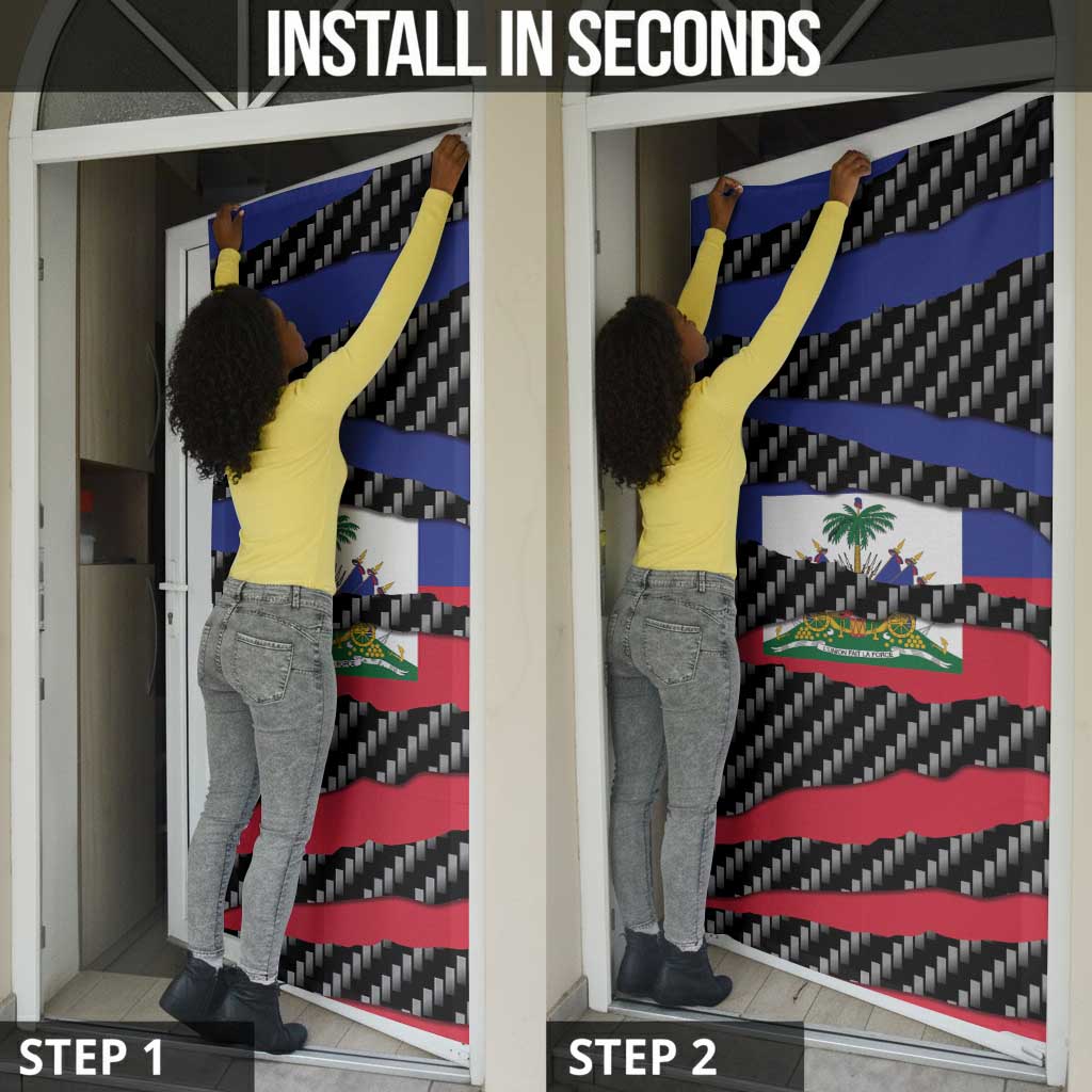 Black Haitians Beast Door Cover Ripped Flag Graphic