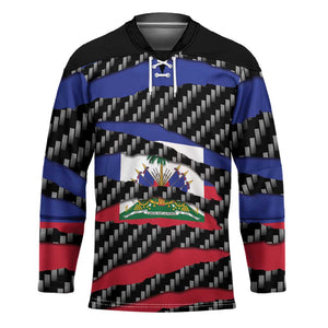 Black Haitians Beast Hockey Jersey Ripped Flag Graphic