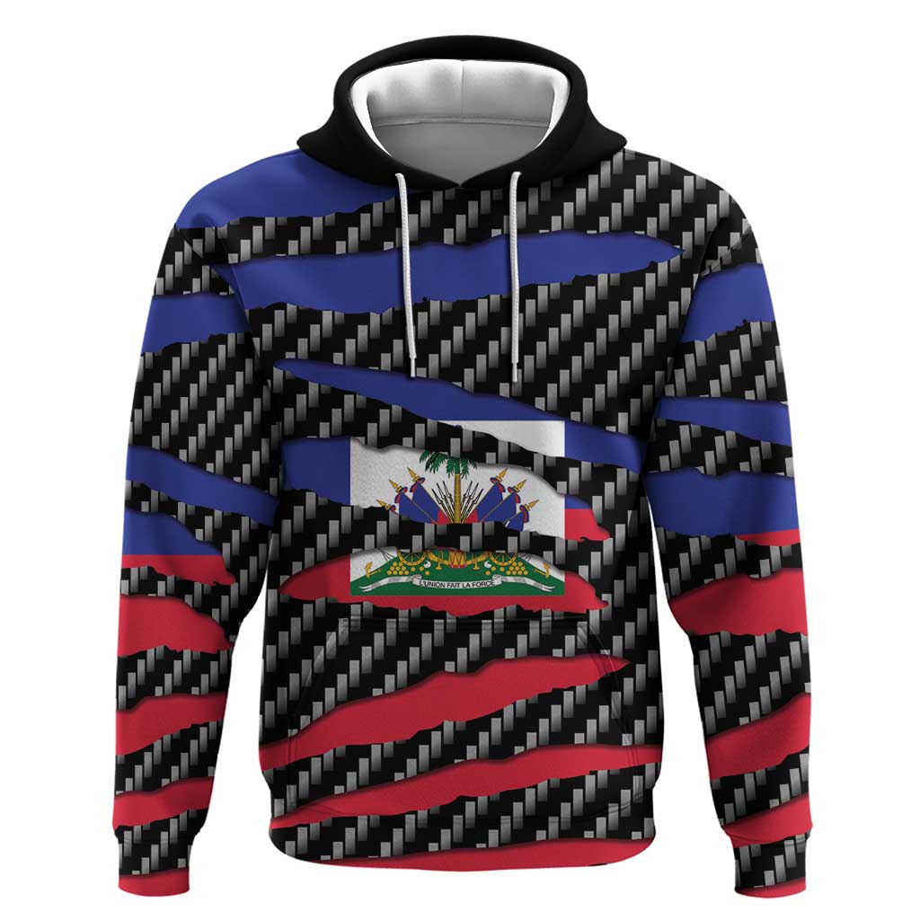 Black Haitians Beast Hoodie Ripped Flag Graphic - African Pride
