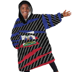 Black Haitians Beast Kid Wearable Blanket Hoodie Ripped Flag Graphic - African Pride