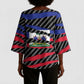 Black Haitians Beast Kimono Sleeve Blouse Ripped Flag Graphic
