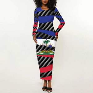 Black Haitians Beast Long Sleeve Bodycon Dress Ripped Flag Graphic - African Pride