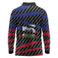 Black Haitians Beast Long Sleeve Polo Shirt Ripped Flag Graphic - African Pride