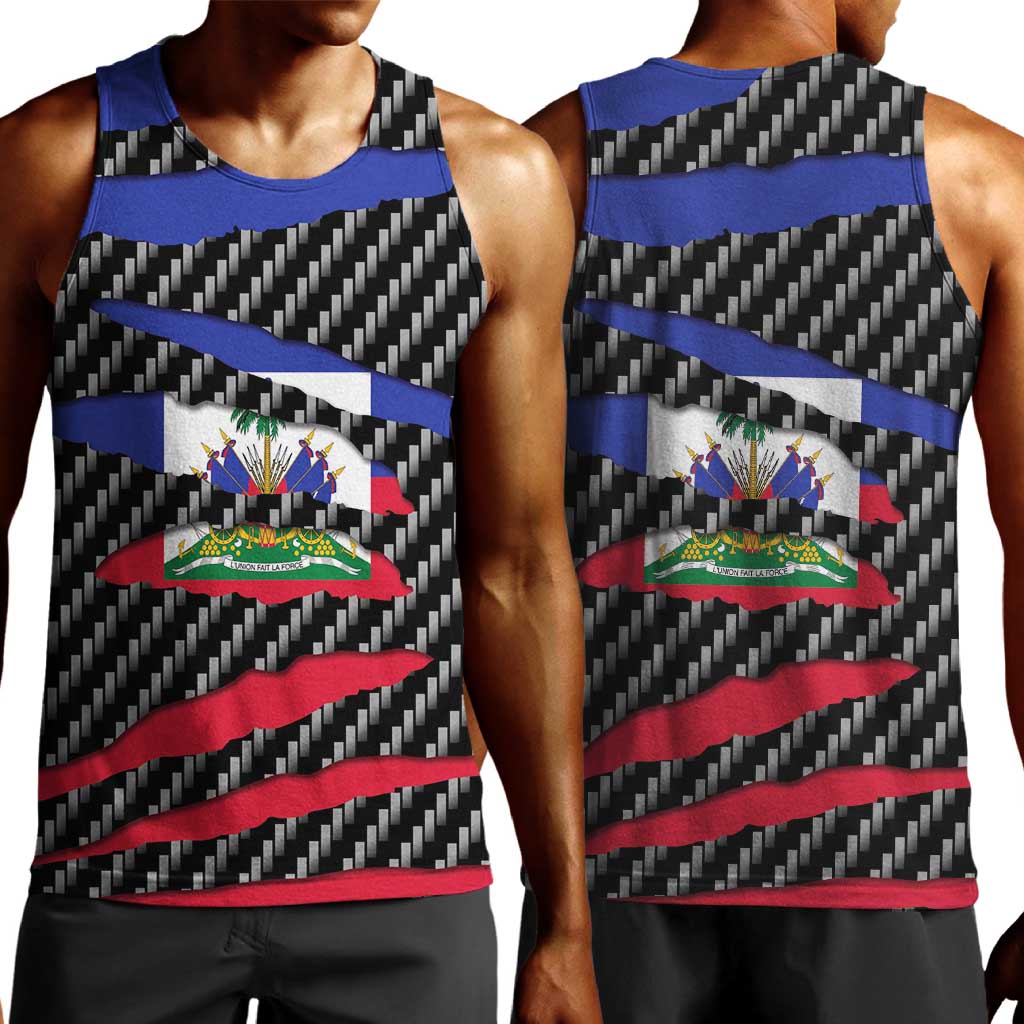 Black Haitians Beast Men Tank Top Ripped Flag Graphic - African Pride