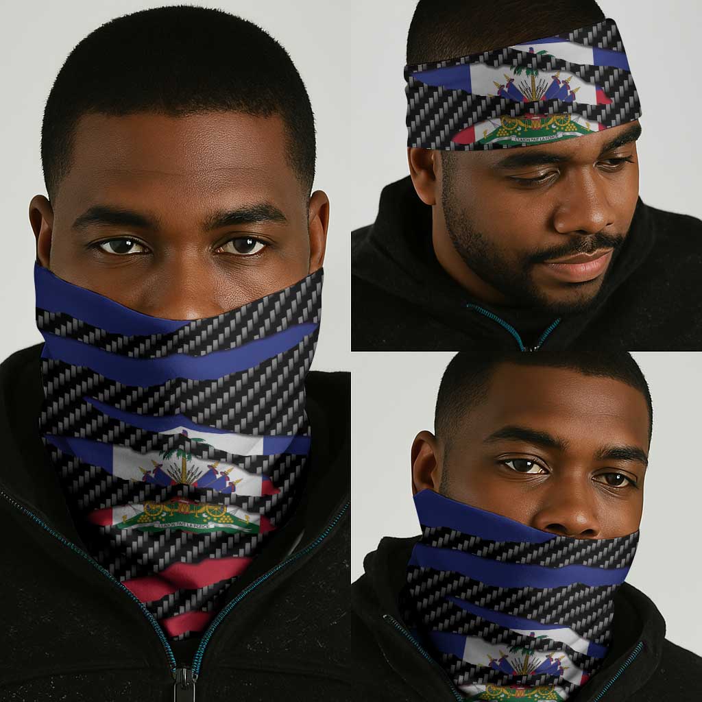 Black Haitians Beast Neck Gaiter Ripped Flag Graphic - African Pride
