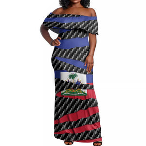 Black Haitians Beast Off Shoulder Maxi Dress Ripped Flag Graphic - African Pride