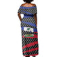 Black Haitians Beast Off Shoulder Maxi Dress Ripped Flag Graphic - African Pride