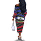 Black Haitians Beast Off The Shoulder Long Sleeve Dress Ripped Flag Graphic - African Pride