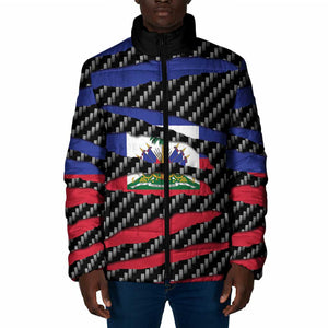 Black Haitians Beast Padded Jacket Ripped Flag Graphic