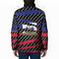 Black Haitians Beast Padded Jacket Ripped Flag Graphic