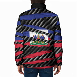 Black Haitians Beast Padded Jacket Ripped Flag Graphic