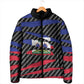 Black Haitians Beast Padded Jacket Ripped Flag Graphic