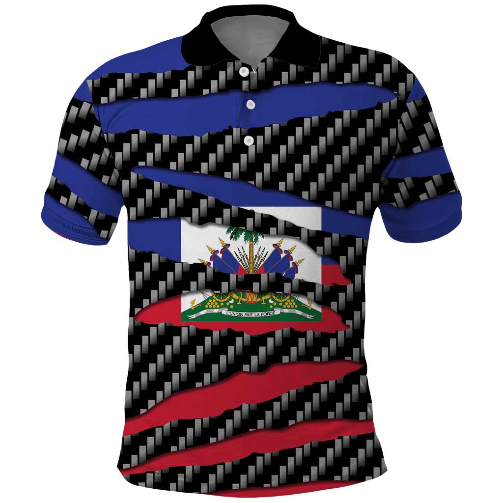 Black Haitians Beast Polo Shirt Ripped Flag Graphic LT19