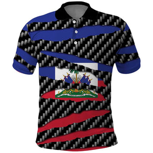 Black Haitians Beast Polo Shirt Ripped Flag Graphic LT19