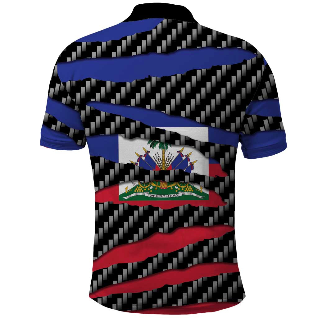 Black Haitians Beast Polo Shirt Ripped Flag Graphic LT19