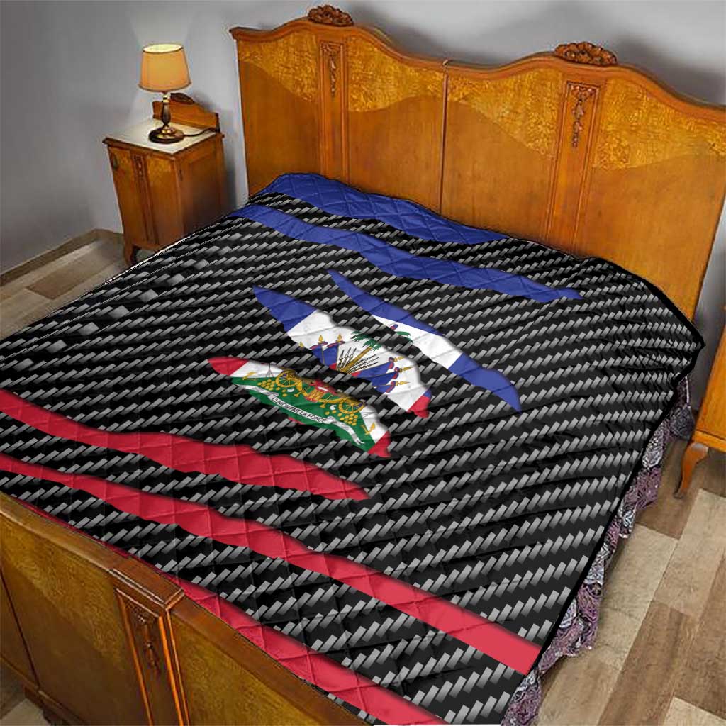 Black Haitians Beast Quilt Ripped Flag Graphic - African Pride