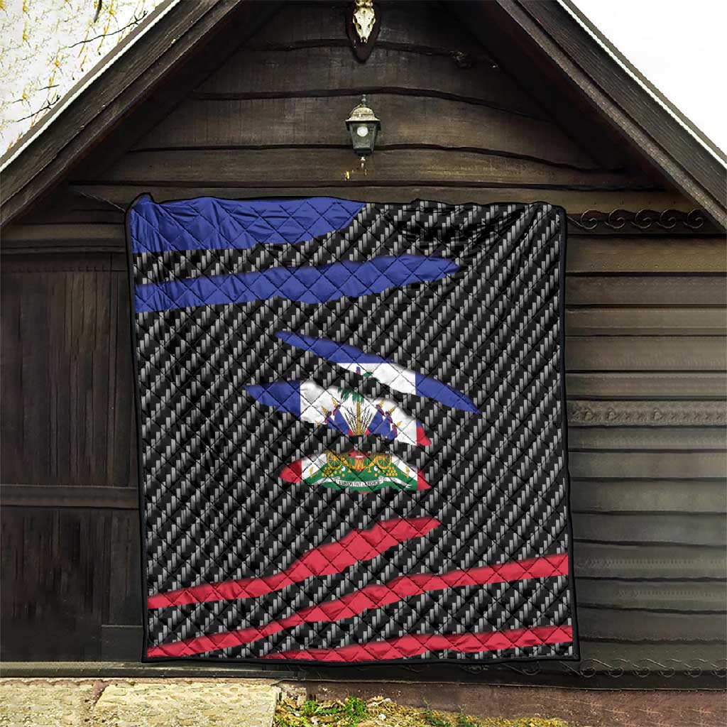 Black Haitians Beast Quilt Ripped Flag Graphic - African Pride