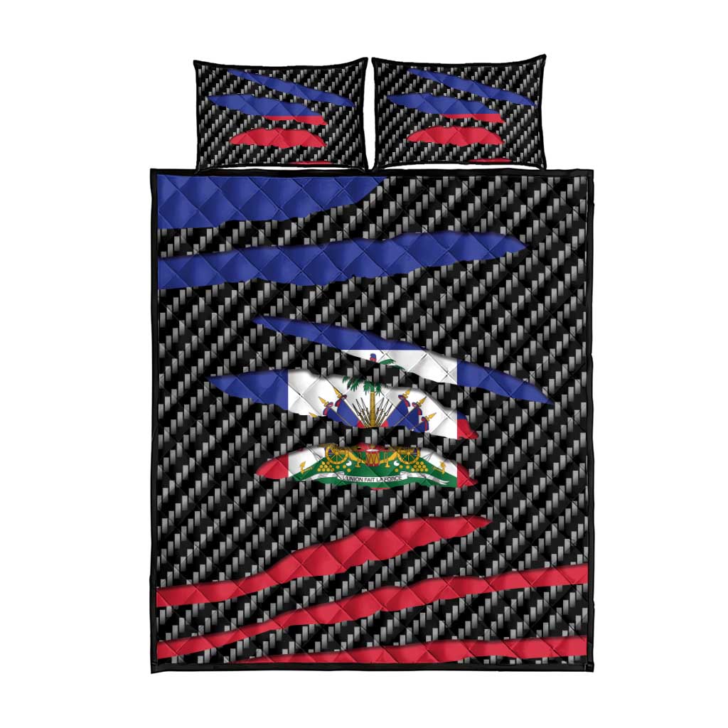 Black Haitians Beast Quilt Bed Set Ripped Flag Graphic - African Pride