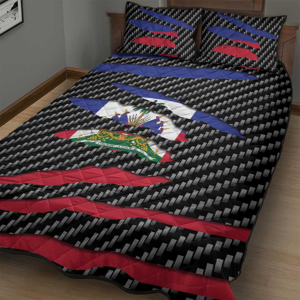 Black Haitians Beast Quilt Bed Set Ripped Flag Graphic - African Pride