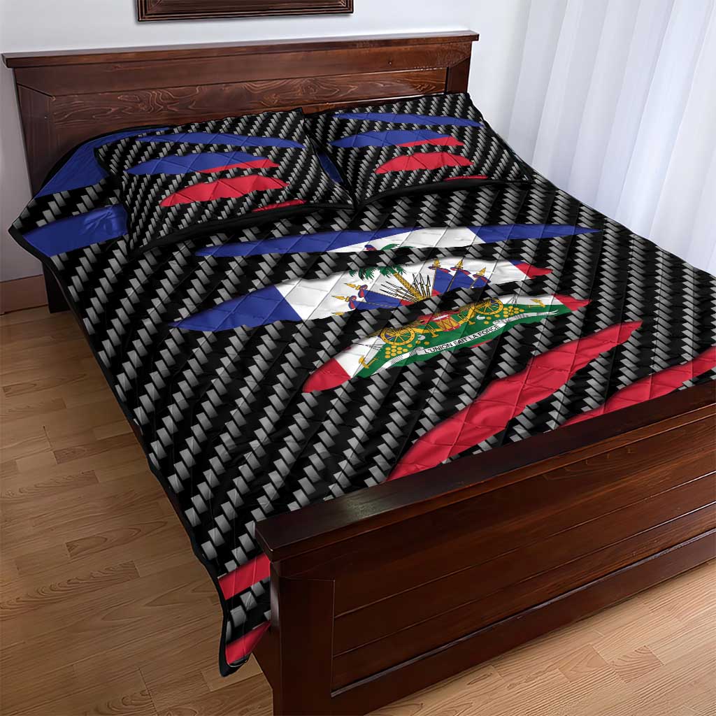 Black Haitians Beast Quilt Bed Set Ripped Flag Graphic - African Pride