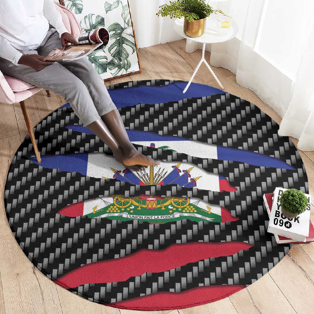 Black Haitians Beast Round Carpet Ripped Flag Graphic - African Pride