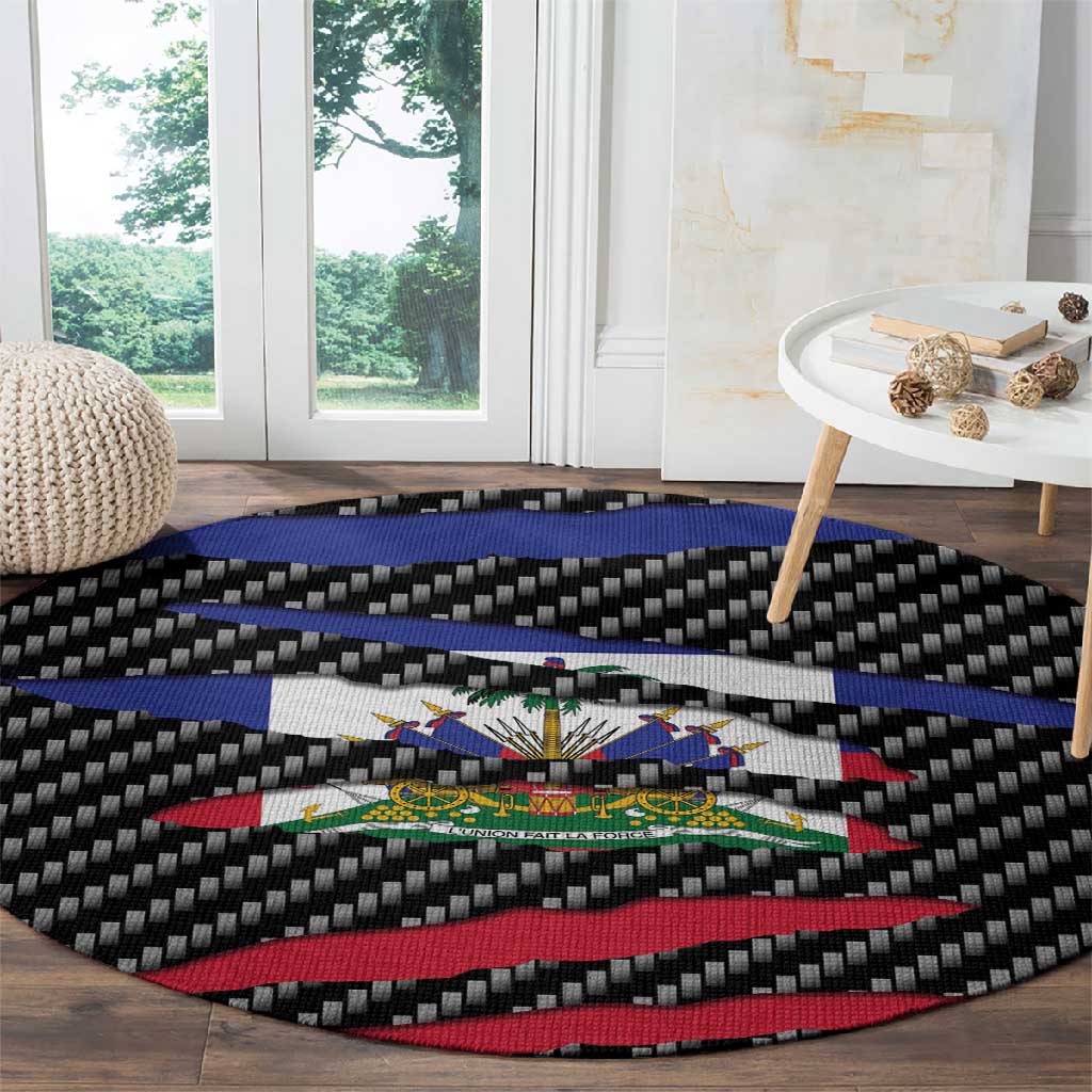 Black Haitians Beast Round Carpet Ripped Flag Graphic - African Pride