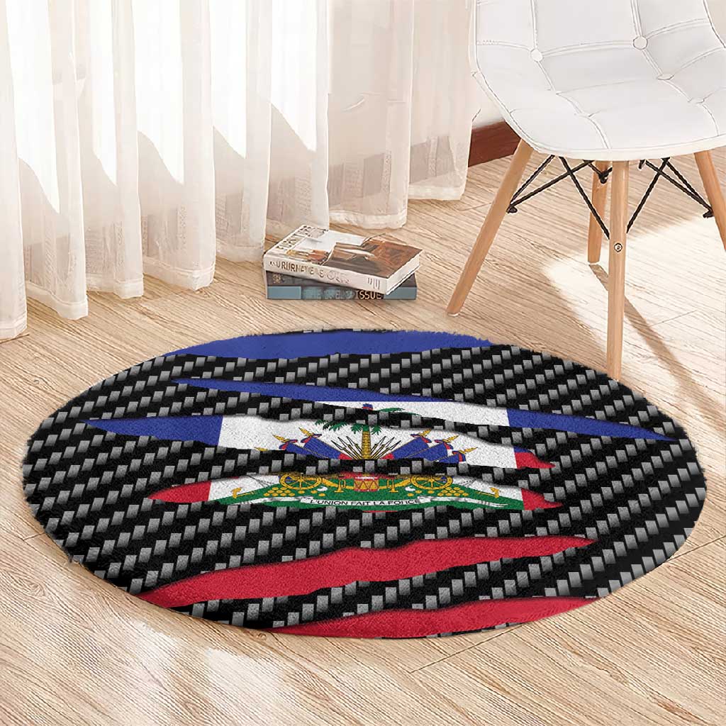 Black Haitians Beast Round Carpet Ripped Flag Graphic - African Pride
