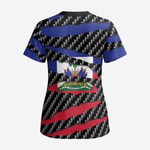 Black Haitians Beast Scrub Top Ripped Flag Graphic - African Pride