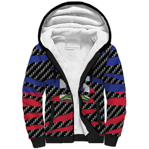 Black Haitians Beast Sherpa Hoodie Ripped Flag Graphic - African Pride