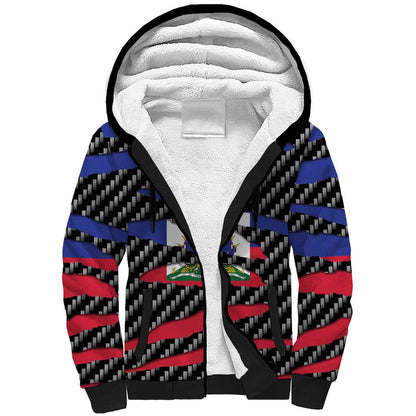 Black Haitians Beast Sherpa Hoodie Ripped Flag Graphic - African Pride