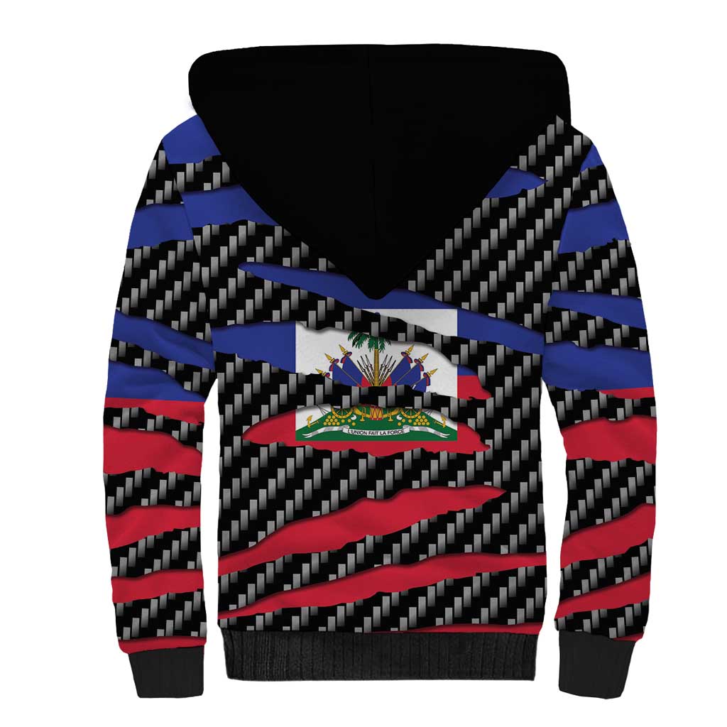 Black Haitians Beast Sherpa Hoodie Ripped Flag Graphic - African Pride
