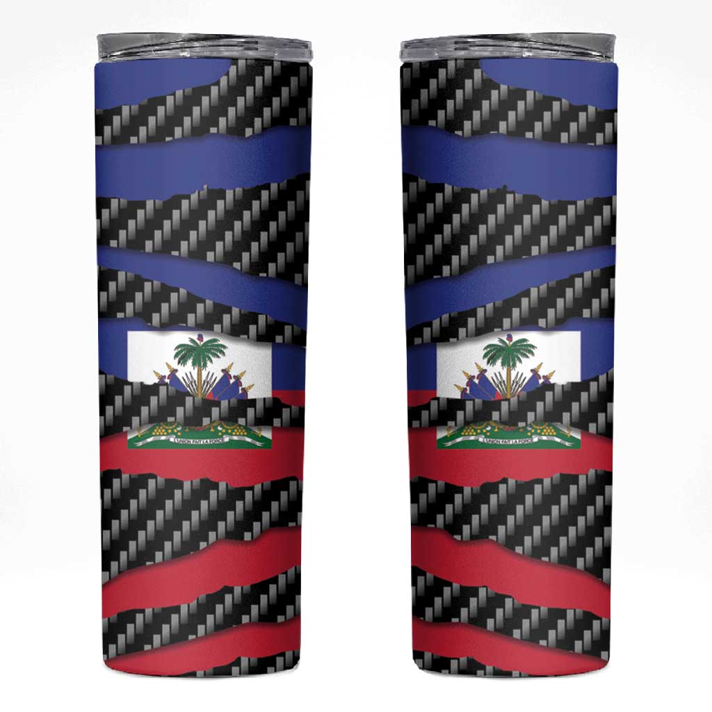 Black Haitians Beast Skinny Tumbler Ripped Flag Graphic - African Pride