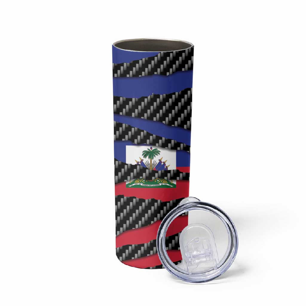 Black Haitians Beast Skinny Tumbler Ripped Flag Graphic - African Pride