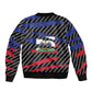 Black Haitians Beast Sleeve Zip Bomber Jacket Ripped Flag Graphic - African Pride