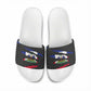 Black Haitians Beast Slide Sandals Ripped Flag Graphic
