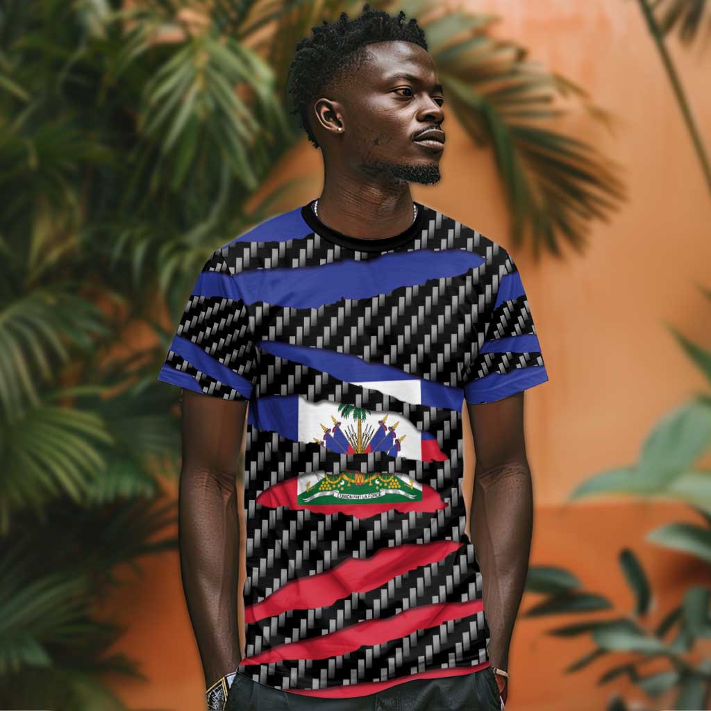 Black Haitians Beast T shirt Ripped Flag Graphic - African Pride