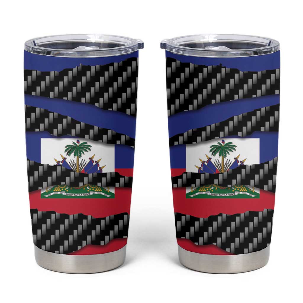 Black Haitians Beast Tumbler Cup Ripped Flag Graphic - African Pride