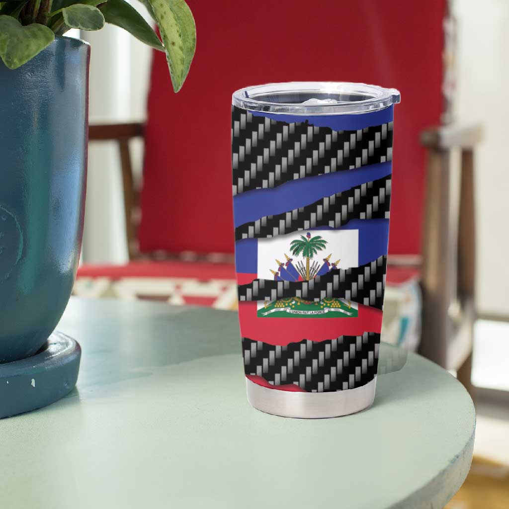 Black Haitians Beast Tumbler Cup Ripped Flag Graphic - African Pride